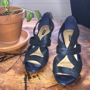 Alex Marie Blue Metallic Heels